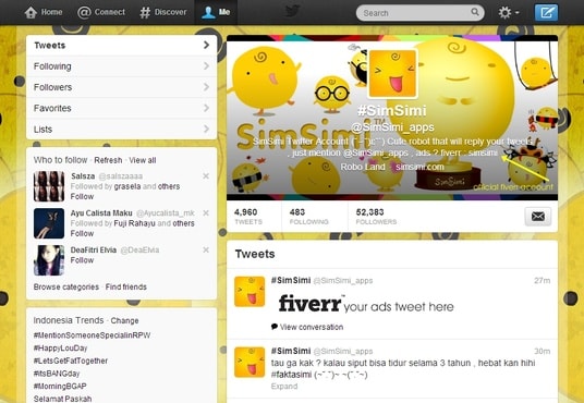 I will tweet your ads to my SimSimi_apps twitter account , which have 52k active and real follower just