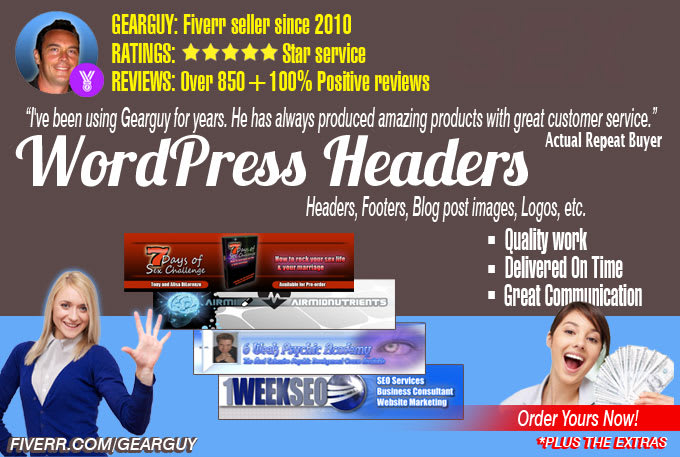 I will design a professional WordPress HEADER banner graphic image