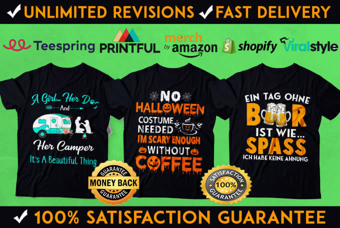 I will design custom bulk  graphic and typography t shirt