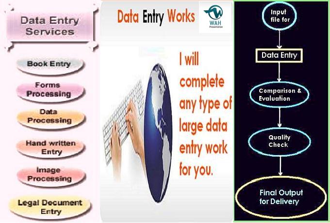 I will complete any type of data entry 3 hours