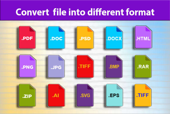 I will convert psd, pdf, html, ai, svg, eps, jpg, bmp, doc, zip, rar, tiff file