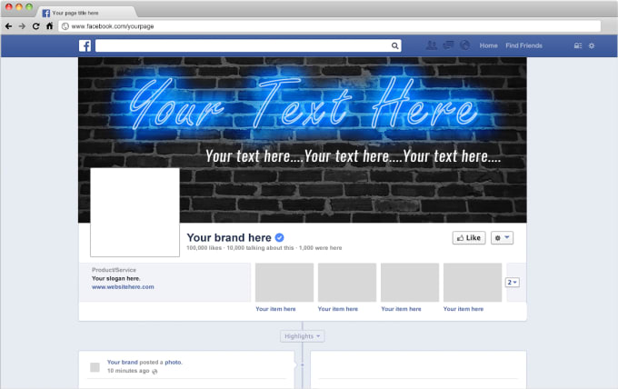 I will create a neon effect facebook cover