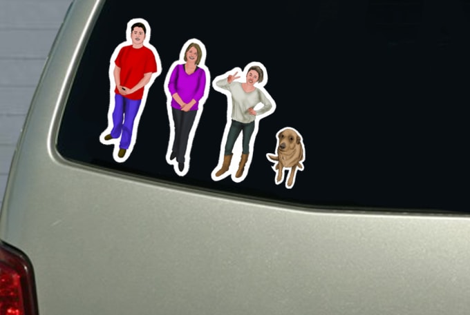 I will design and print your car family stickers