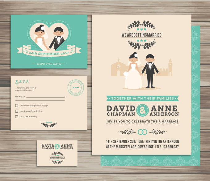 I will design beautiful wedding invitation card and postcard