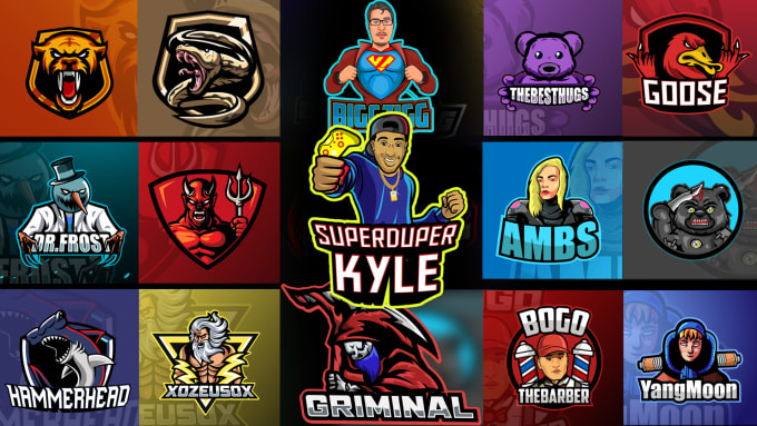 I will design mascot logo overlays screens panels stinger emotes