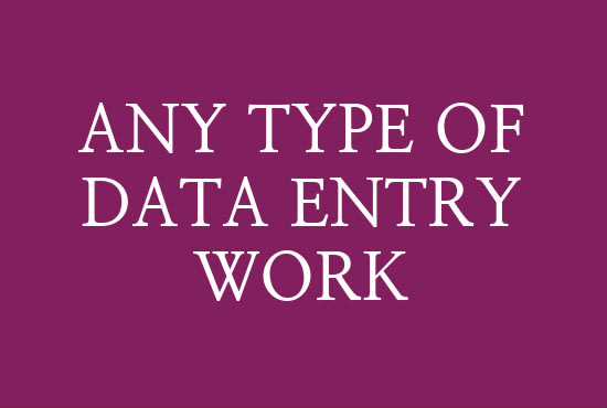 I will do any type of data entry work in few hours