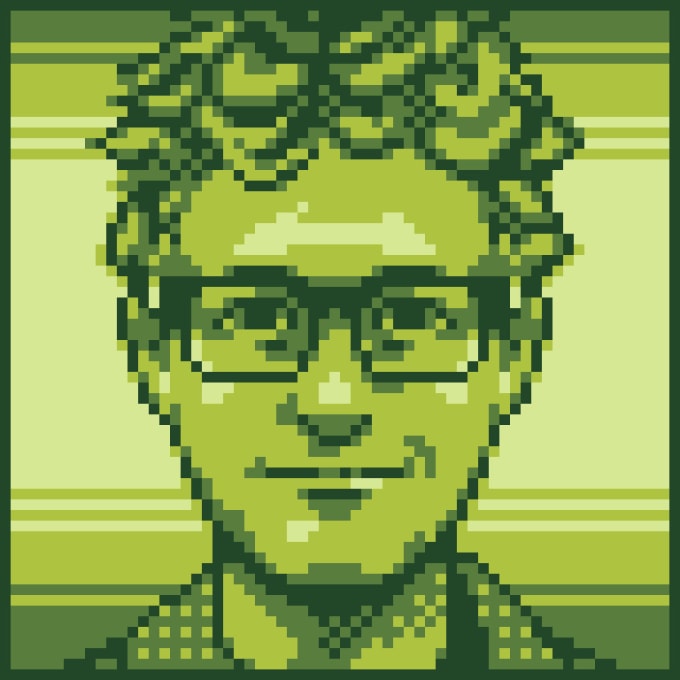 I will draw a portrait of you as a pixel art gameboy character