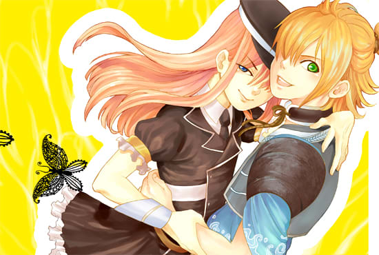 I will draw character design in manga or anime style