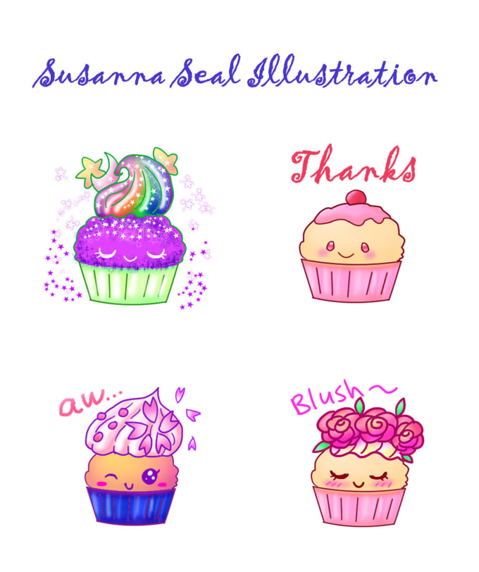 I will draw cute kawaii food items