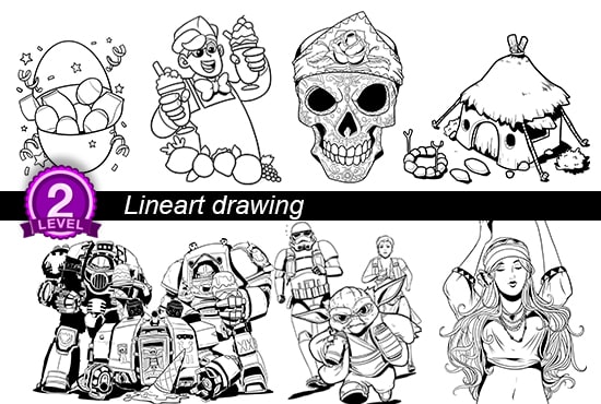 I will draw lineart drawing illustration