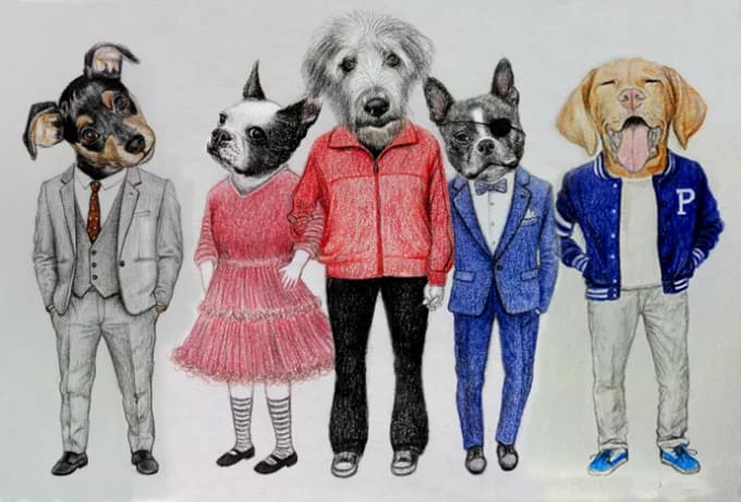 I will draw your pet in older fashion style