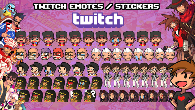 I will illustrate 6 twitch youtube emotes or stickers