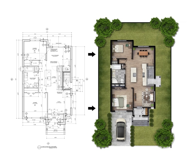 I will render your floor plans in photoshop