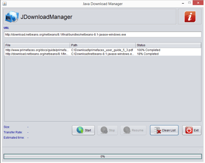 I will send you a Http download manager in Java