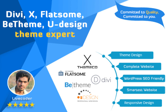 I will be your divi, x, flatsome, betheme, udesign theme expert