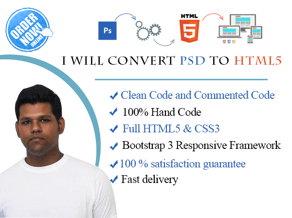 I will convert PSD to HTML5 with Responsive  using Bootstrap 3