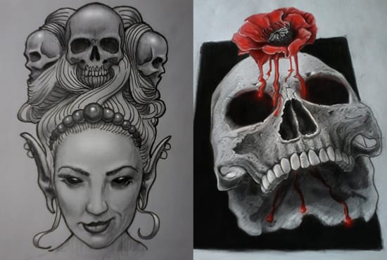 I will create a tattoo sketch, design