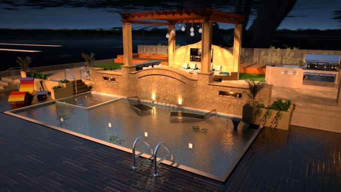 I will design your garden, backyard, patio in 3d realistic