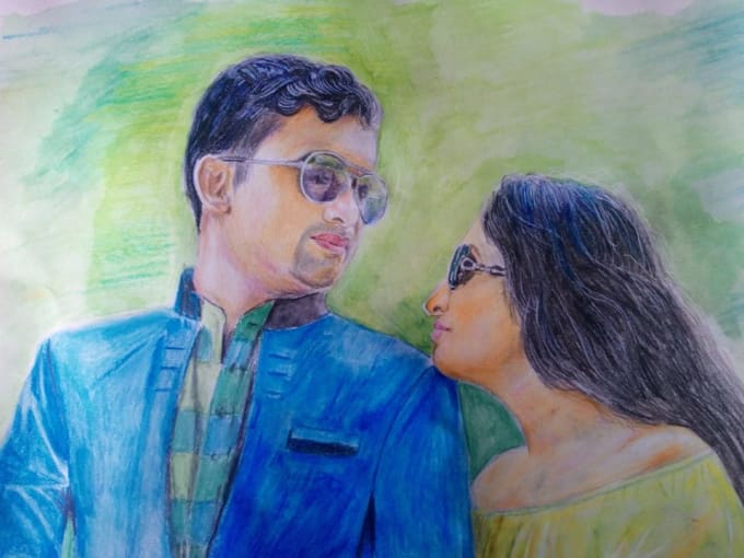 I will draw color pencil portraits of you