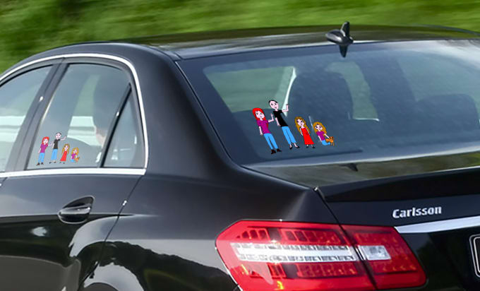 I will draw your family for bumper sticker