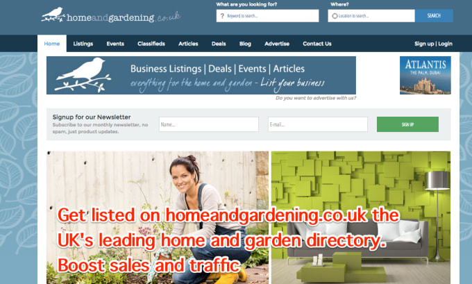 I will promote your gardening or home business on leading directory