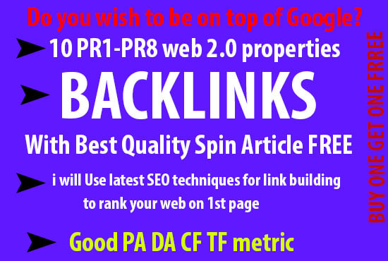 I will use latest SEO techniques for link building to rank your web on 1st page