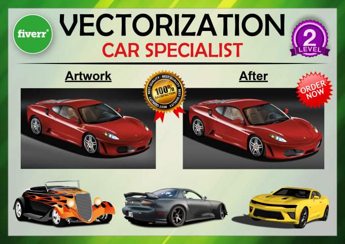 I will convert your car to vector file in 12 hours