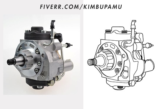 I will create technical illustration of product or sketch