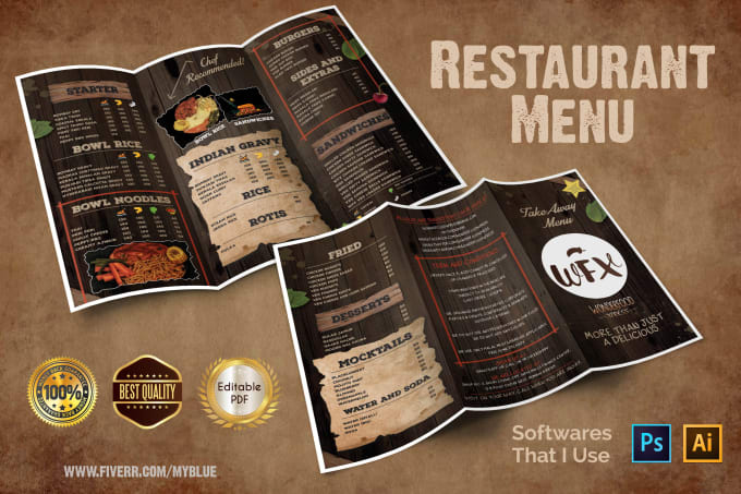 I will design eyecatching editable restaurant menu