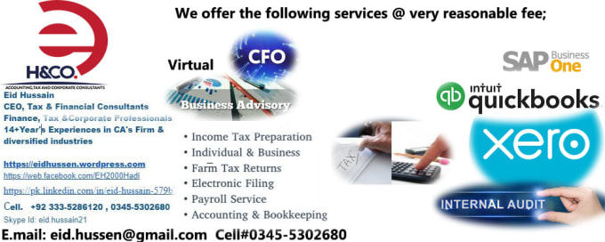 I will do accounting, bookkeeping, quickbooks,sap, xero,tax jobs
