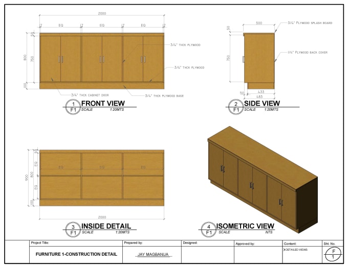 I will do furniture cad drawing