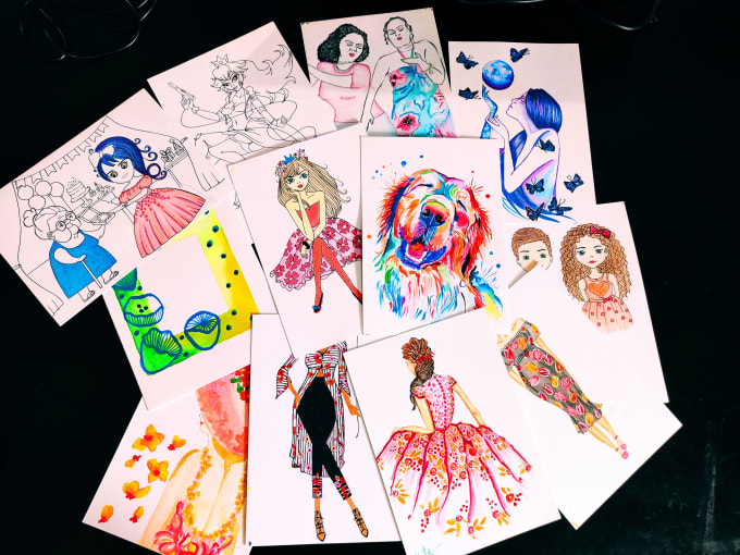 I will do hand drawn watercolor custom illustration