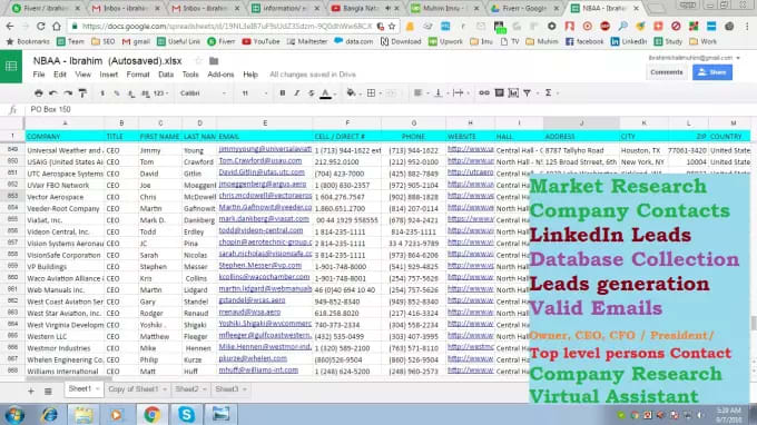I will lead generation, Email Collection, Data Entry, LinkedIn