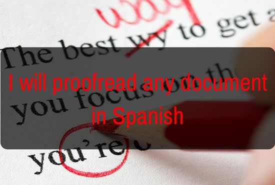 I will proofread any document in spanish