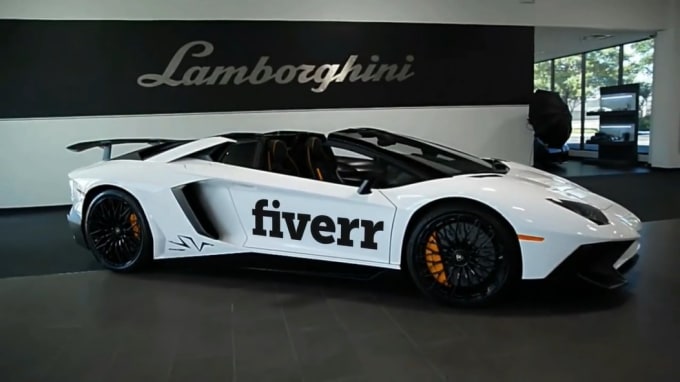 I will put your logo on lamborghini aventador sport car