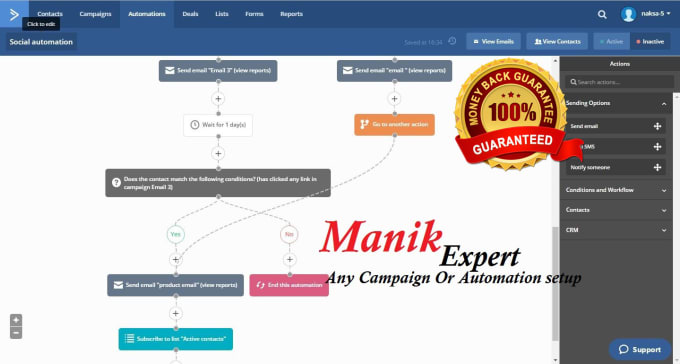 I will setup active campaign automation