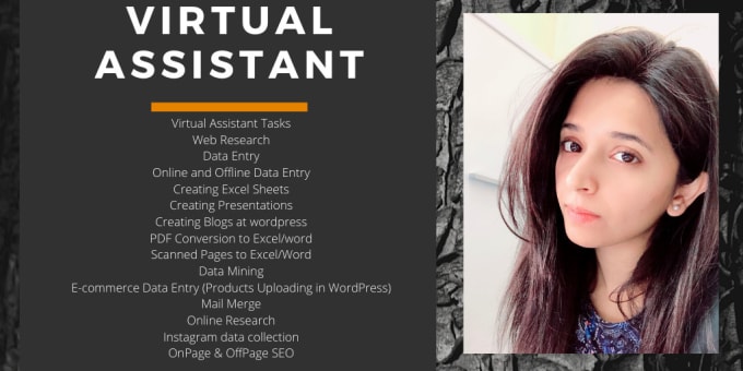 I will be your virtual assistant for data entry and web research