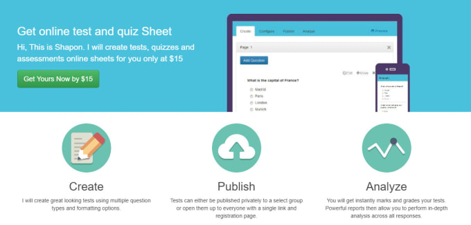 I will create online test and quiz sheet