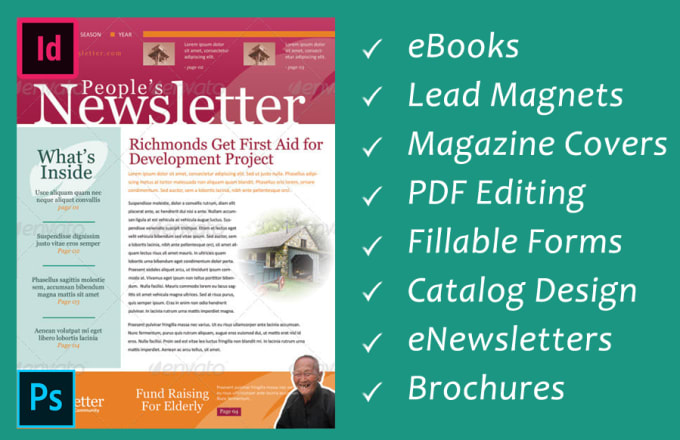 I will create PDF newsletter, lead magnet, infographics in indesign