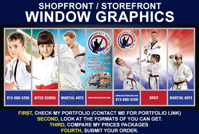 I will design creative shop front or storefront window graphics