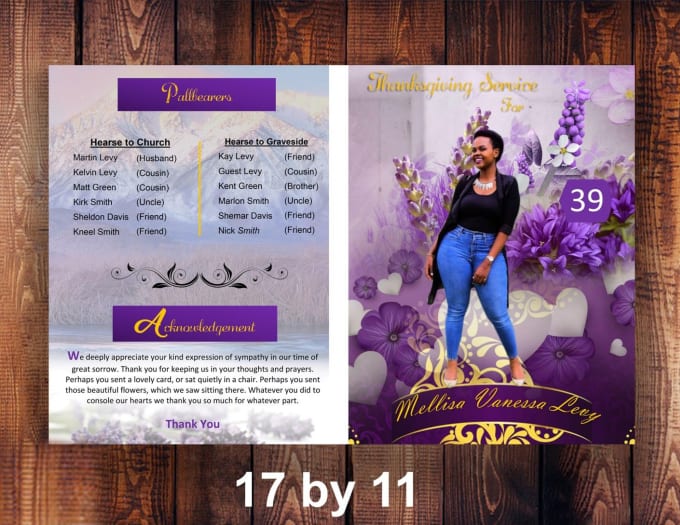 I will design funeral program invitations