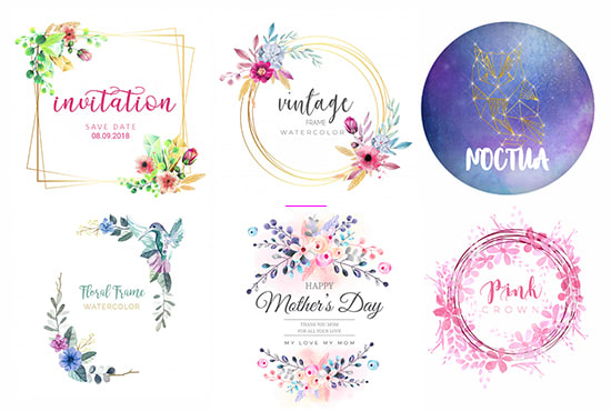 I will design watercolor logo bohemian style