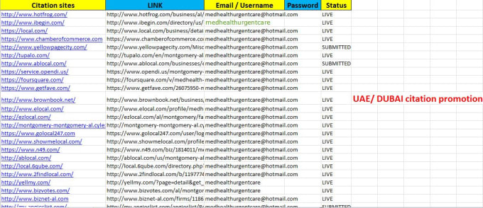 I will dubai high quality citation listing for uae business