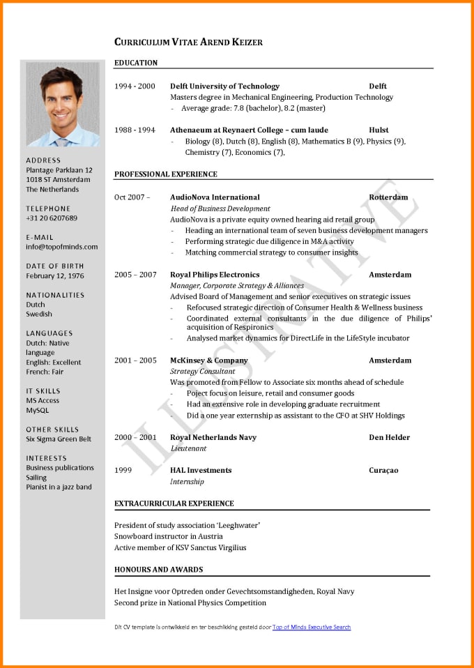 I will perfect curriculum vitae for professional life