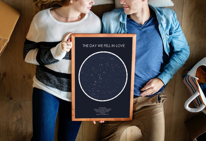 I will personalize a star map gift for any date and time in 24 hours