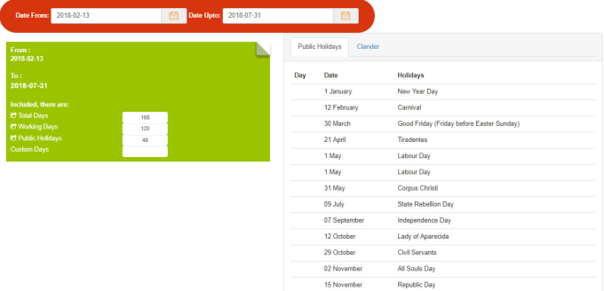 I will provide ms excel vba code and PHP working days calendar