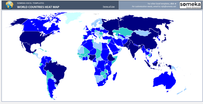 I will send you world heat map generator for excel