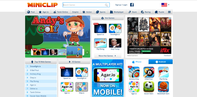 I will create an arcade games site like miniclip