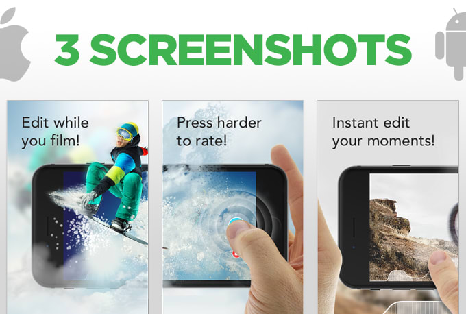 I will design 3 screenshots for app or play store