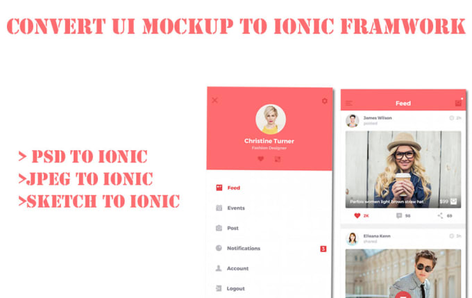 I will design app mockup  and convert into ionic framework